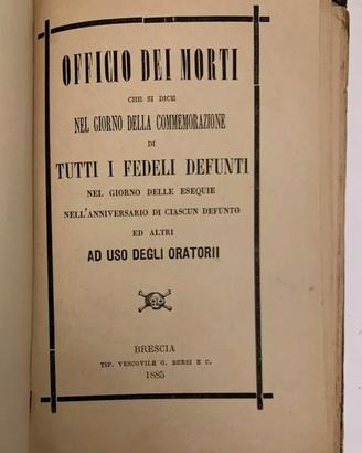 Libro antico Officio dei Morti 1885