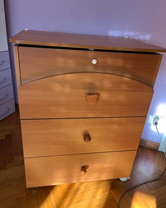 Cassettiera  Prenatal ex fasciatoio in legno