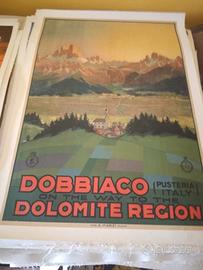 manifesto poster pubblicitario Dobbiaco Dolomiti