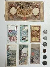 Rara Lotto Banconote Lire e Monete Argento-10000 L