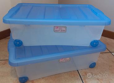 Coppia contenitori sottoletto in plastica ruote