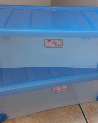 Coppia contenitori sottoletto in plastica ruote