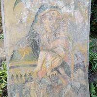 antico dipinto Madonna con Bambino su metallo