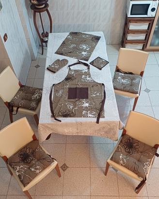 Set Cucina Riviera 8 pezzi cotone tovaglia cuscini