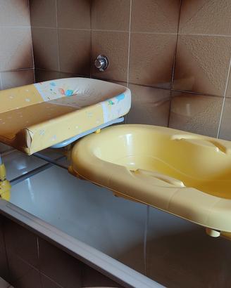 Bagnetto+fasciatoio da appoggio su vasca da bagno

