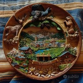 Piatto decorativo in resina souvenir Livigno