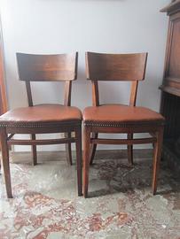 Sedie legno e cuoio