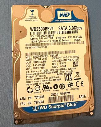 Hard Disk 2.5" WD Scorpio Blue 250GB SATA