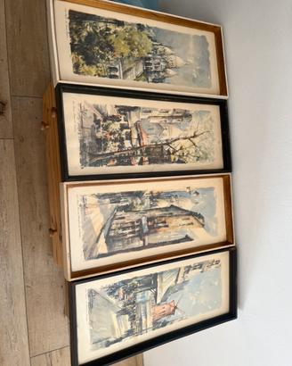 Set 4 quadri vintage Parigi -  Delaure anni 60/70