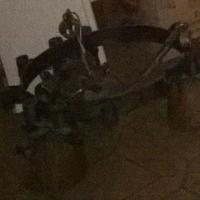 lampadario in ferro battuto e rame