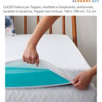 fodera per topper 160x190 spessore 7.5 cm