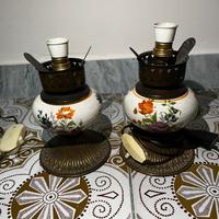 Coppia Portalampada vintage in porcellana fine 800