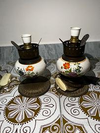 Coppia Portalampada vintage in porcellana fine 800