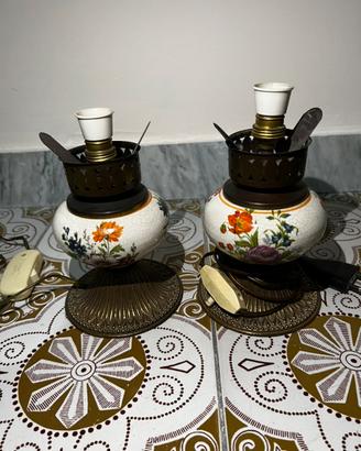 Coppia Portalampada vintage in porcellana fine 800