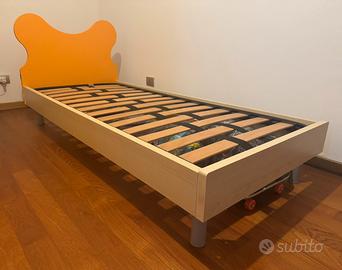 Letto Singolo 190x80 con rete a doghe arancione