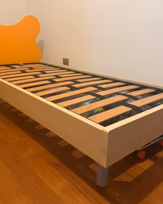 Letto Singolo 190x80 con rete a doghe arancione