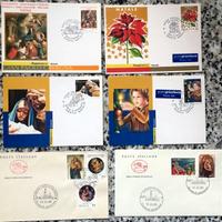 4 Cartoline e 2 buste FDC Natale con francobolli