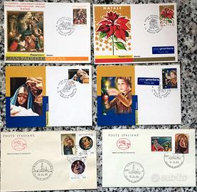 4 Cartoline e 2 buste FDC Natale con francobolli