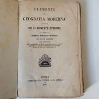 Libro antico "Elementi di Geografia Moderna" 1865