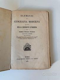 Libro antico "Elementi di Geografia Moderna" 1865