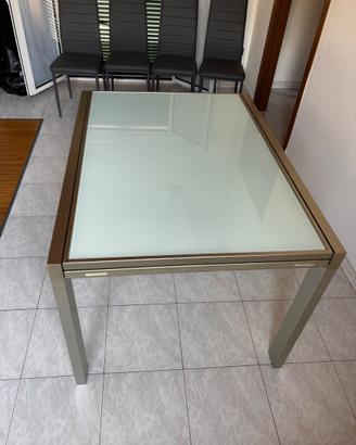 Tavolo Moderno in Vetro e Metallo