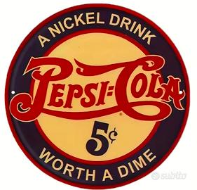 Targa insegna in metallo stile vintage Pepsi Cola