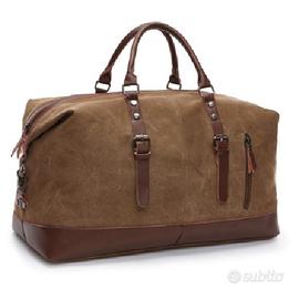 Borsone Duffle Bag Discovery Canvas Marrone nuovo