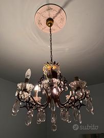 Lampadario vintage con Gocce in Cristallo a 8 luci