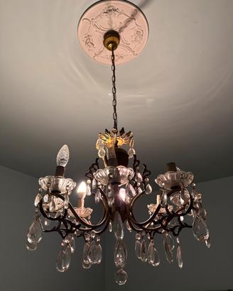 Lampadario vintage con Gocce in Cristallo a 8 luci