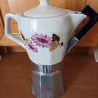 caffettiera vintage  in ceramica decorata 