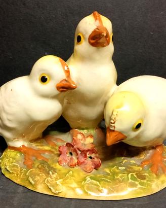MOLLICA ceramica Capodimonte scultura 3 pulcini