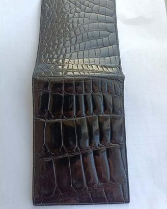 Portafoglio uomo vintage in pelle di coccodrillo