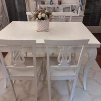 Tavolo bianco rettangolare legno allungabile