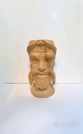 Testa di Moro in legno massello (h 26 cm). Scultur