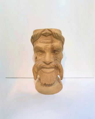 Testa di Moro in legno massello (h 26 cm). Scultur