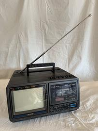 TV color portatile anni 80 radio mangiacassette