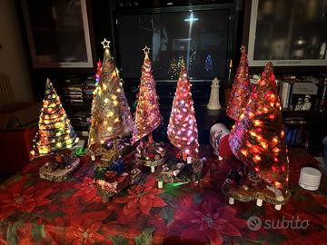 Alberelli di Natale fatti a mano 30cm illuminati