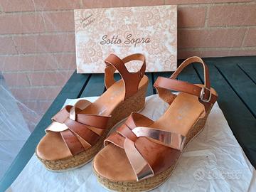 Sandali donna pelle con zeppa