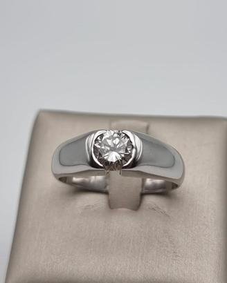 Anello Diamante certificato 1.08 kt Oro Bianco 18k