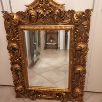 specchio con cornice foglia oro