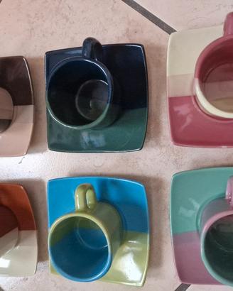 Set 6 tazzine da caffè in ceramica con piattino 