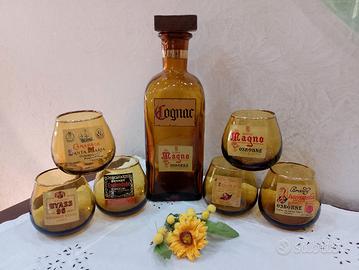 Servizio Cognac Brandy bottiglia 6 bicchierini