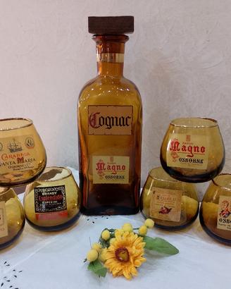 Servizio Cognac Brandy bottiglia 6 bicchierini
