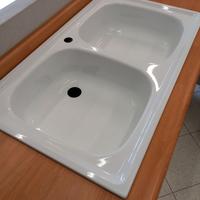 Lavello acciaio smaltato e top laminato