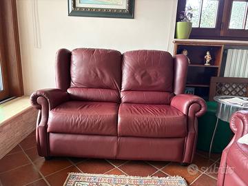 Divano e due poltrone in pelle Chateau d’ax