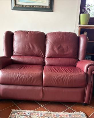 Divano e due poltrone in pelle Chateau d’ax