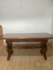 Tavolo da pranzo o studio noce faggio restaurato