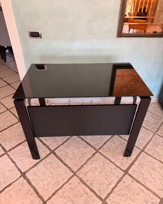 Scrivania Moderna 100x60 - Piano in Cristallo Nero