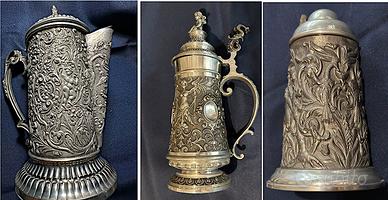 tris boccali in peltro