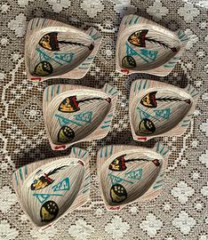 Set 6 Piattini Pesce Ceramica Vintage Mid-Century
